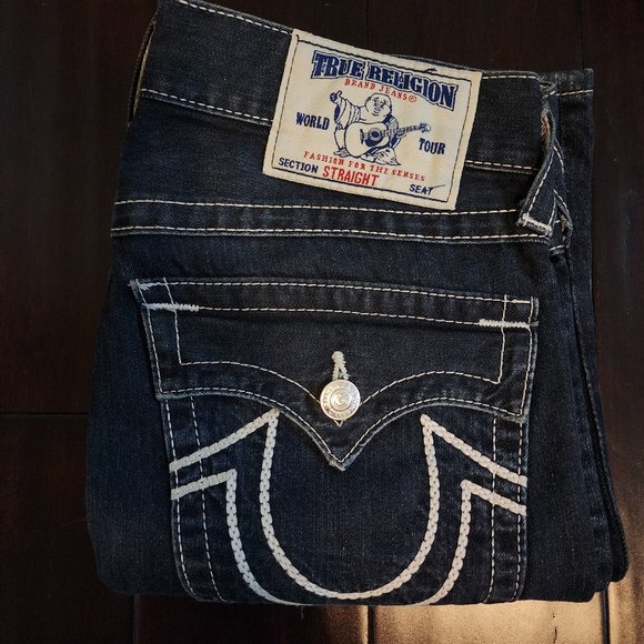 [Vintage] [USA] True Religion, men jeans cotton W30, relaxed, Straight w/ Flap